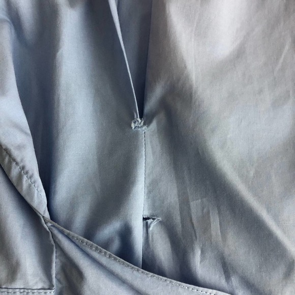 Sandro Paris Blue Cox Poplin Lace Shirt Dress Long Sleeve Button Down 38 M - Picture 9 of 16